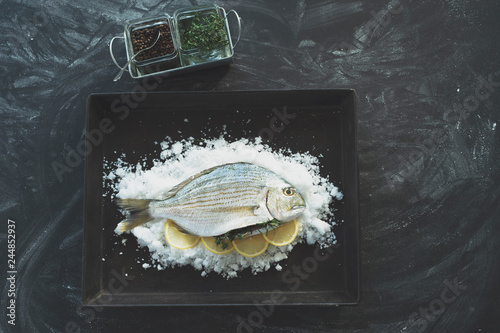 whole fish baked in salt crust photo