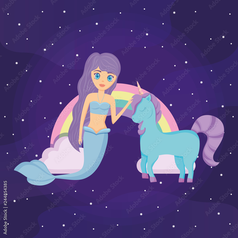 Cute unicorn and mermaid design Cute unicorn and mermaid design