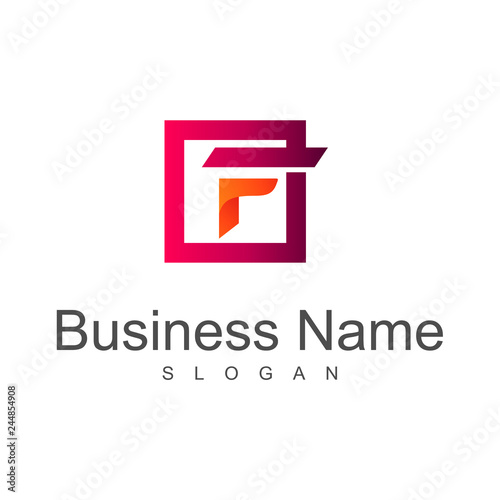 letter f logo template, f logo in square frame