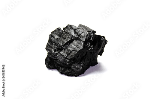 Hardwood charcoal isolated on white background, The collection of natural charcoal