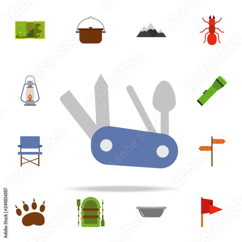 multifunctional knife colored illustration icon. Camping icons universal set for web and mobile