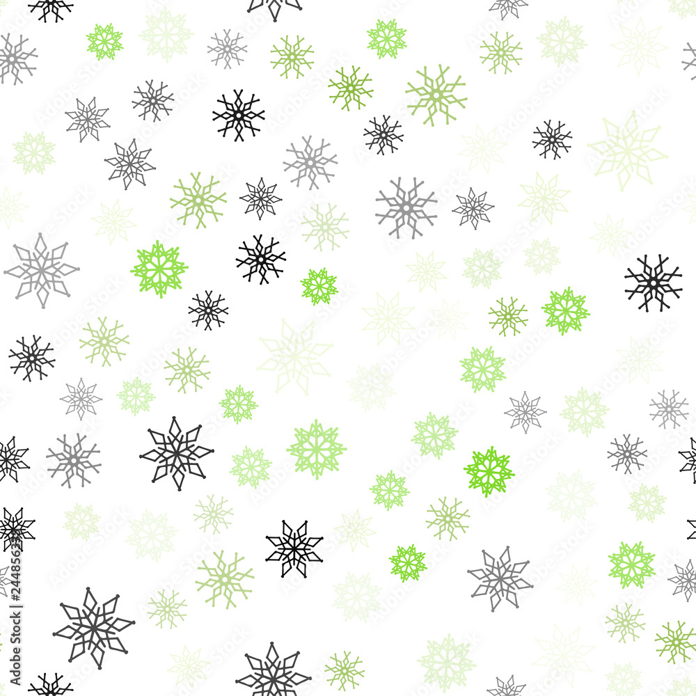 Light Green vector seamless template with ice snowflakes. Light Green vector seamless template with ice snowflakes.