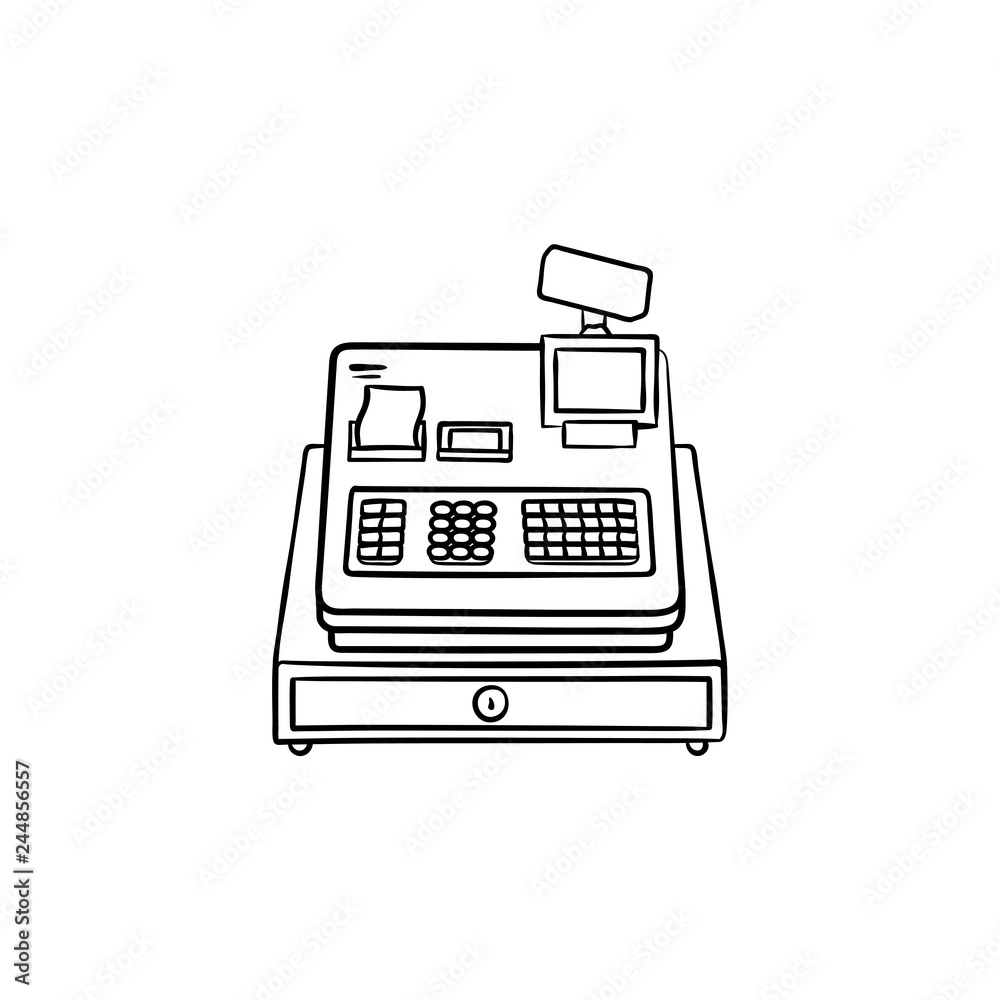 Cash register machine hand drawn outline doodle icon Cash register machine hand drawn outline doodle icon
