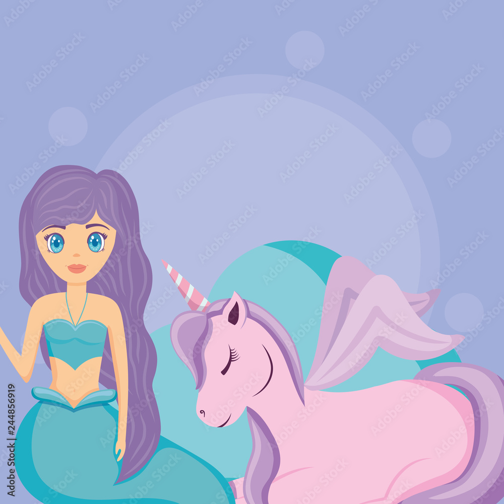 Cute unicorn and mermaid design Cute unicorn and mermaid design