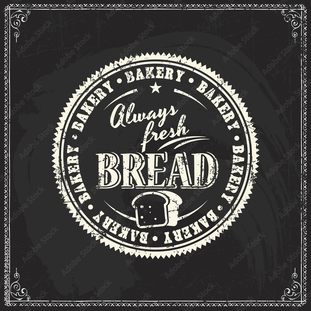 Obraz premium Vector bakery logo design elements template on vintage blackboard texture