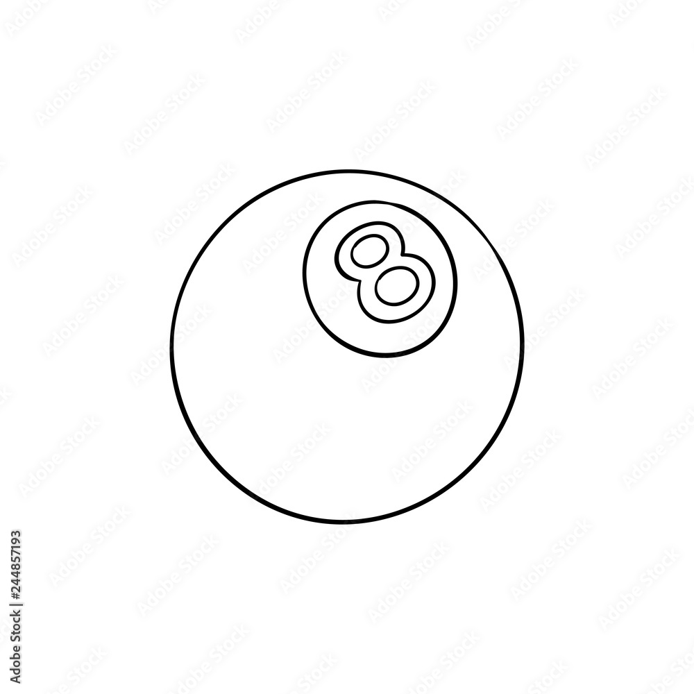 Pool eight ball hand drawn outline doodle icon. Billiard competition, recreation, pool game object concept. Vector sketch illustration for print, web, mobile and infographics on white background. Pool eight ball hand drawn outline doodle icon. Billiard competition, recreation, pool game object concept. Vector sketch illustration for print, web, mobile and infographics on white background.