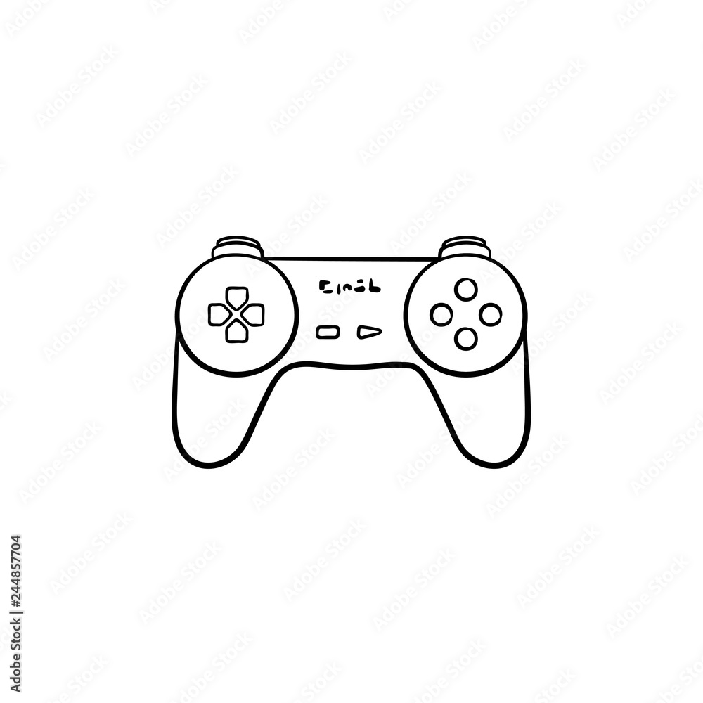 Game joystick hand drawn outline doodle icon. Video game controller and  gamepad, pc game controller concept. Vector sketch illustration for print,  web, mobile and infographics on white background. vector de Stock