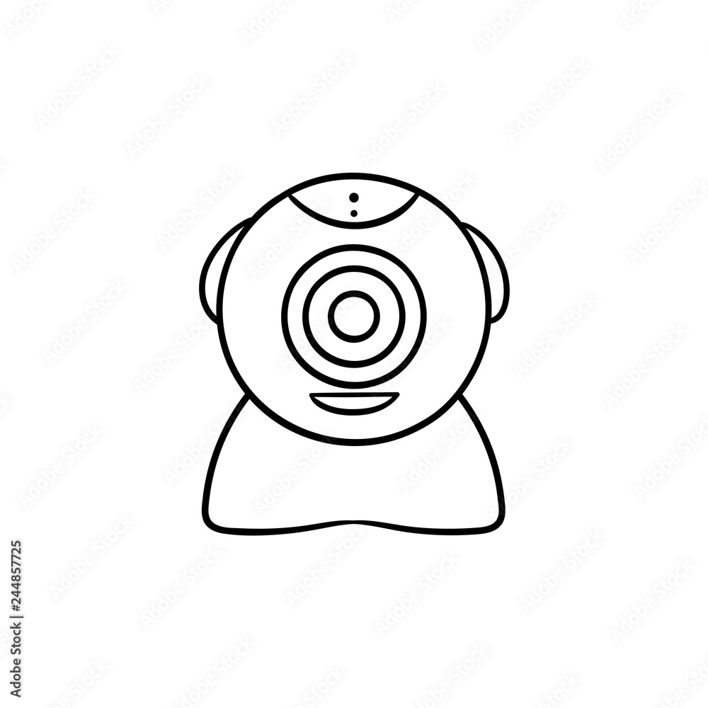 Web camera hand drawn outline doodle icon. Network cam and web video chat,  internet communication concept. Vector sketch illustration for print, web,  mobile and infographics on white background. vector de Stock