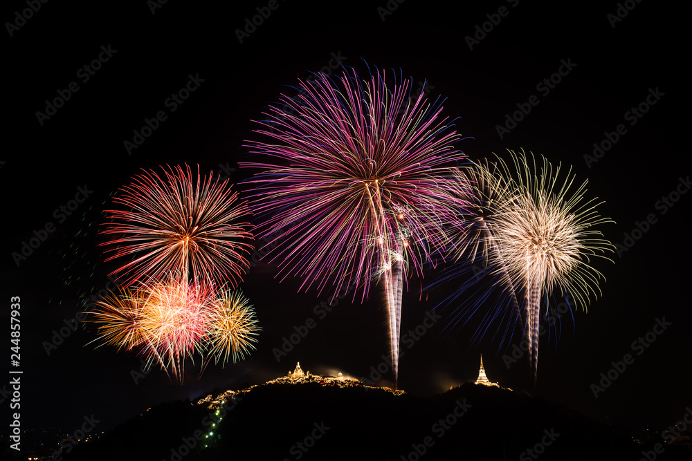 colorful fireworks on Khao wang