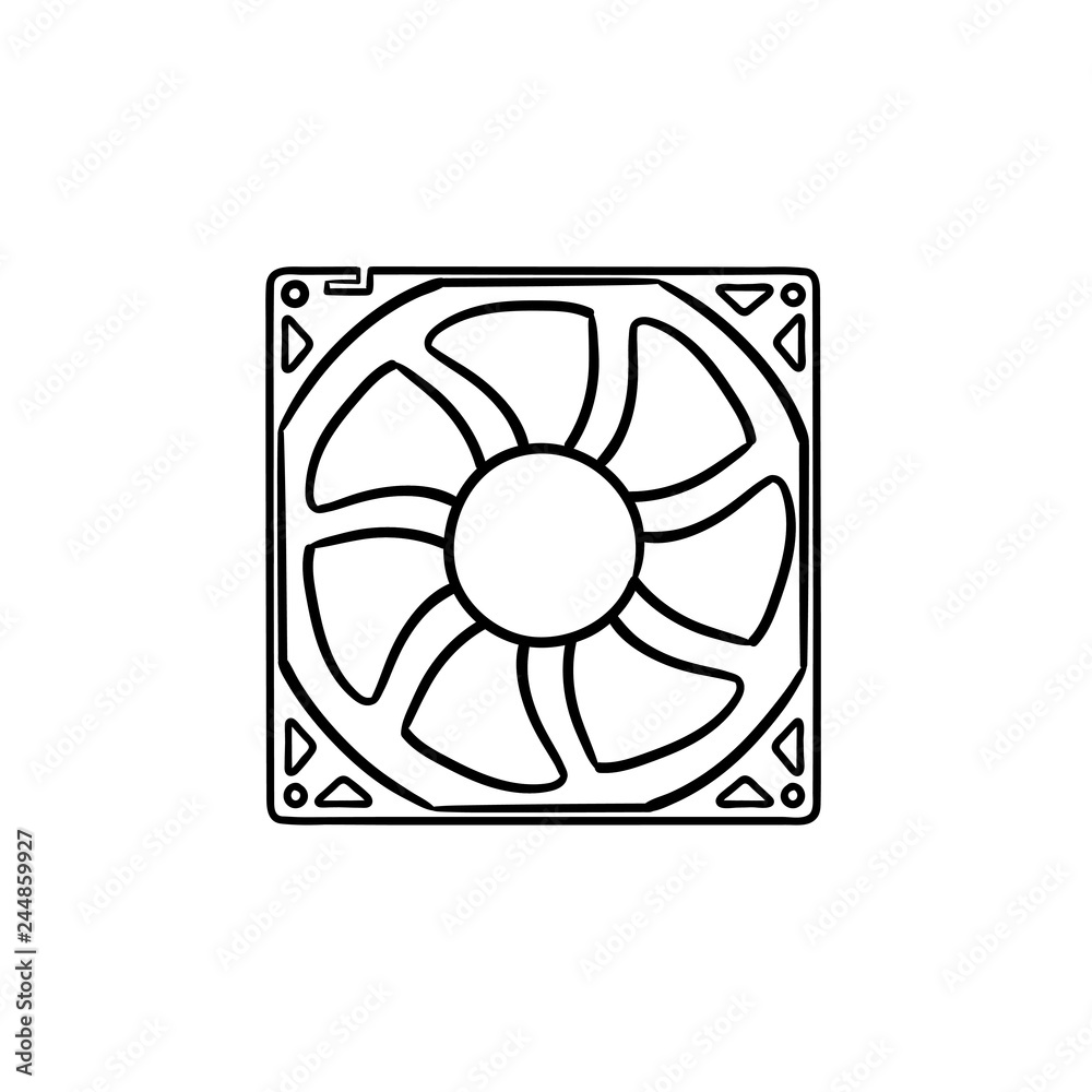 Realistic Sketch Electric Fan Isolated On White Background Vector  Illustration Stock Illustration - Download Image Now - iStock