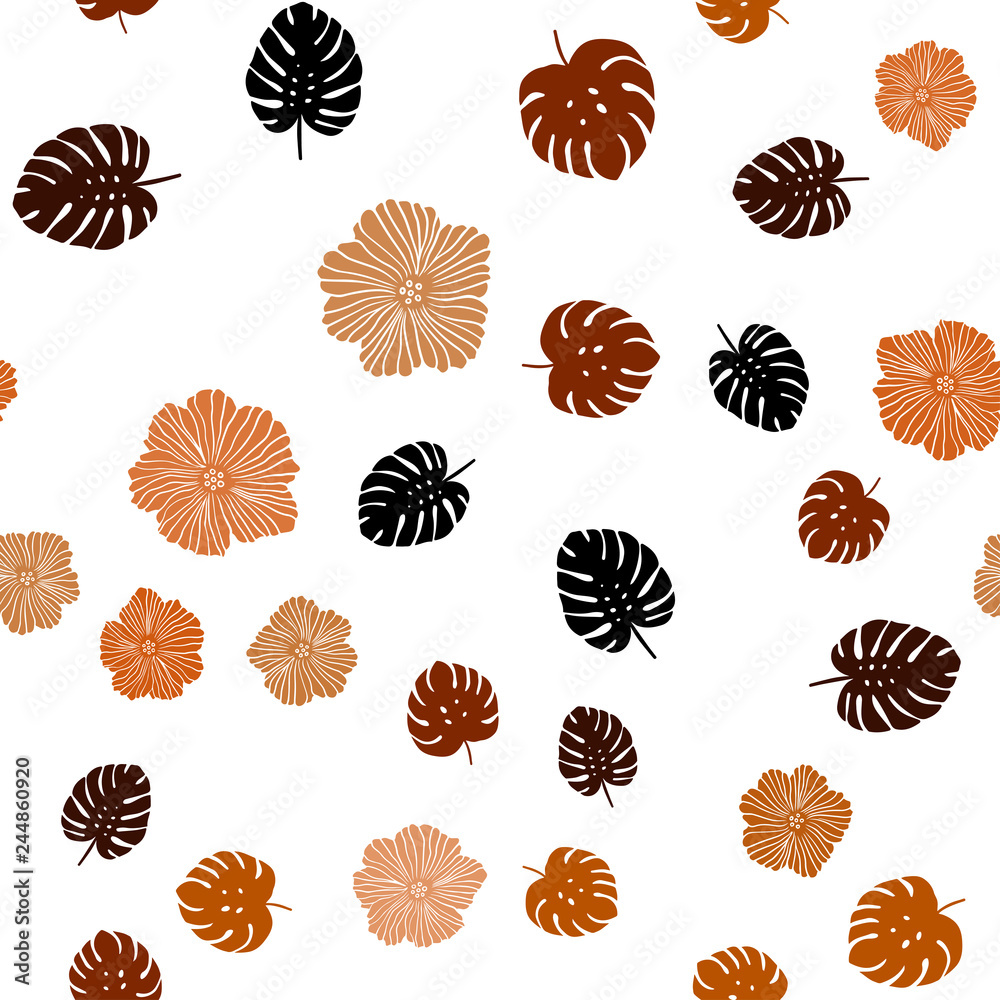 Dark Red vector seamless doodle backdrop with flowers, leaves. Dark Red vector seamless doodle backdrop with flowers, leaves.