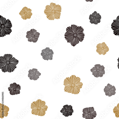Dark Red  Yellow vector seamless doodle background with flowers.
