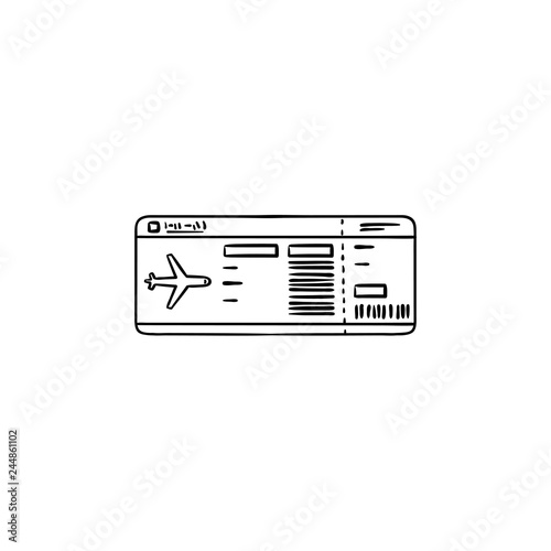 Airplane ticket hand drawn outline doodle icon