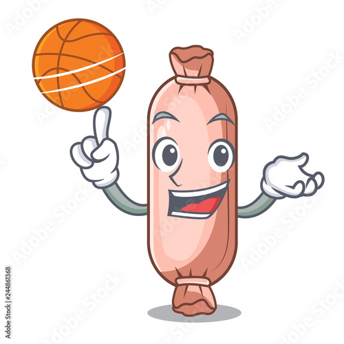 With basketball bolster on the funny cartoon shape