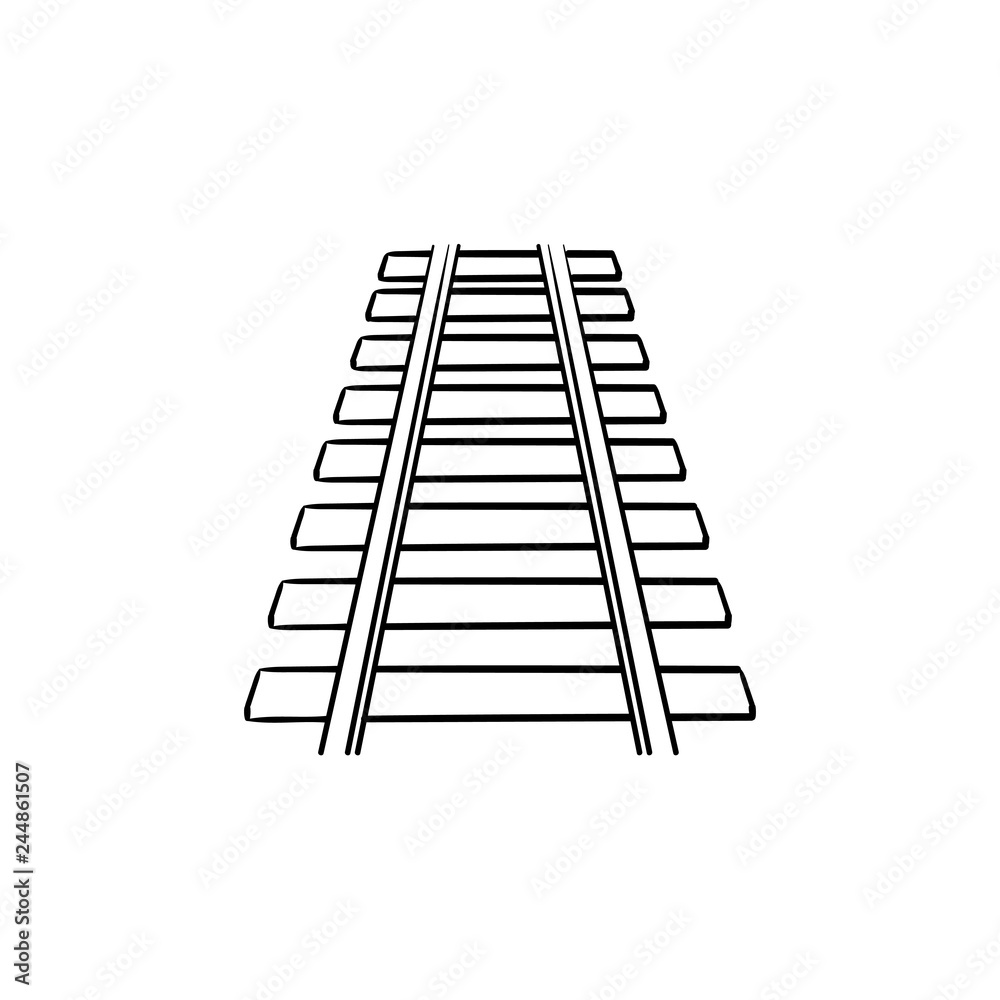 Rails hand drawn outline doodle icon. Railway track, railroad and