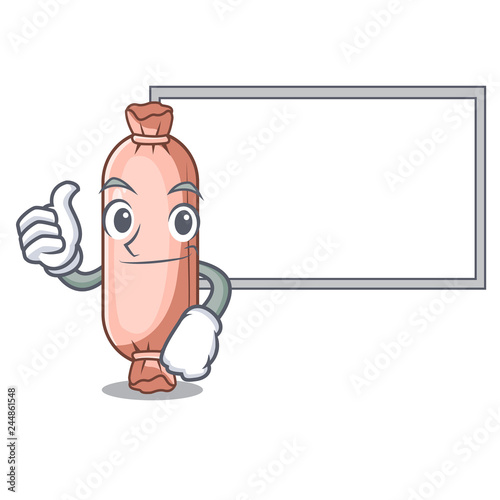 Thumbs up with board bolster on the funny cartoon shape