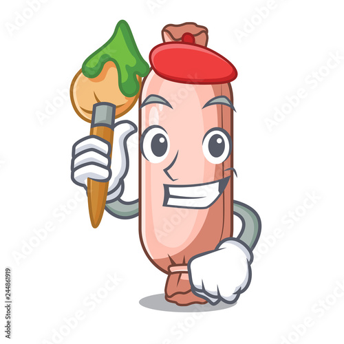 Artist bolster on the funny cartoon shape