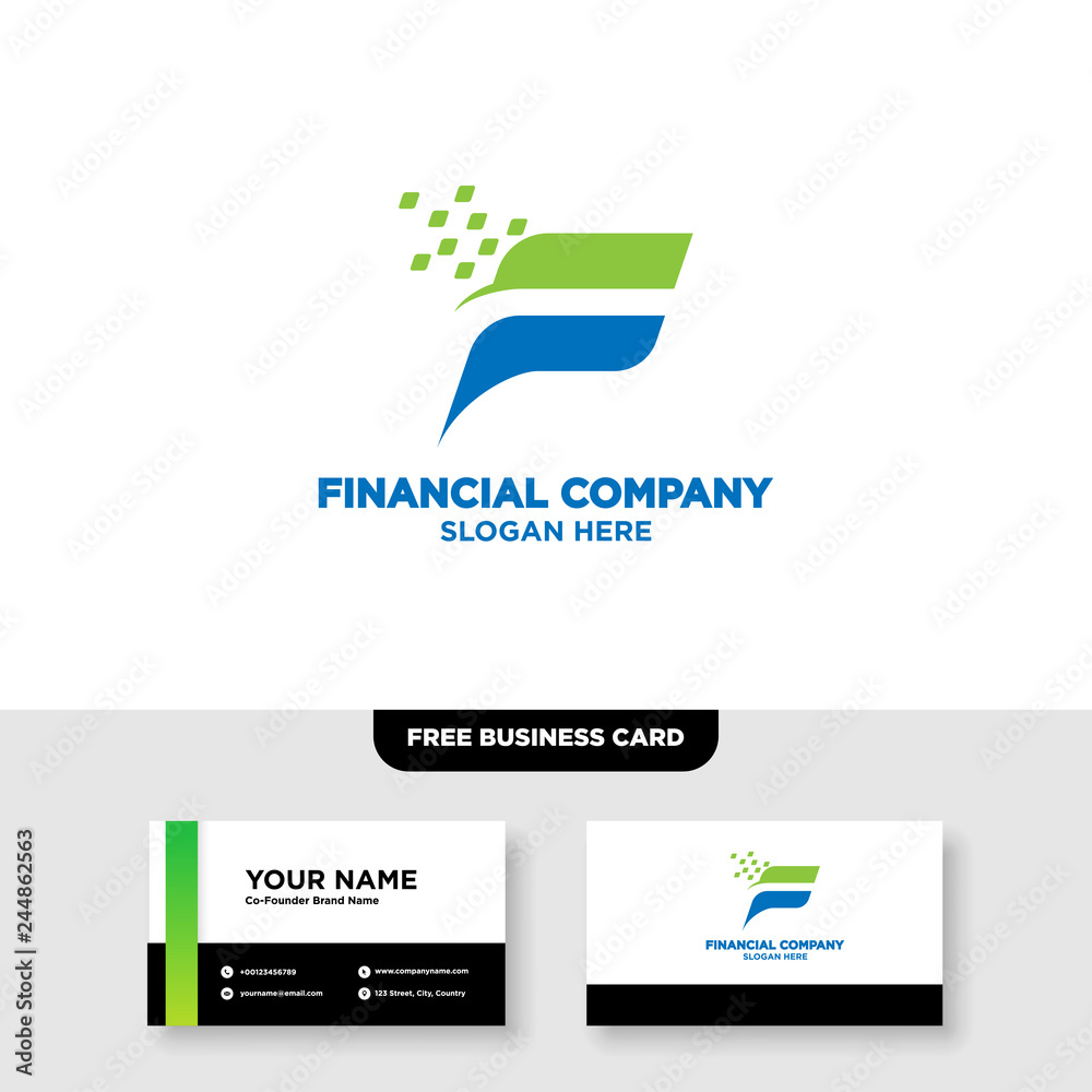 Financial Logo Template, Accounting Logo Template, and Business Card