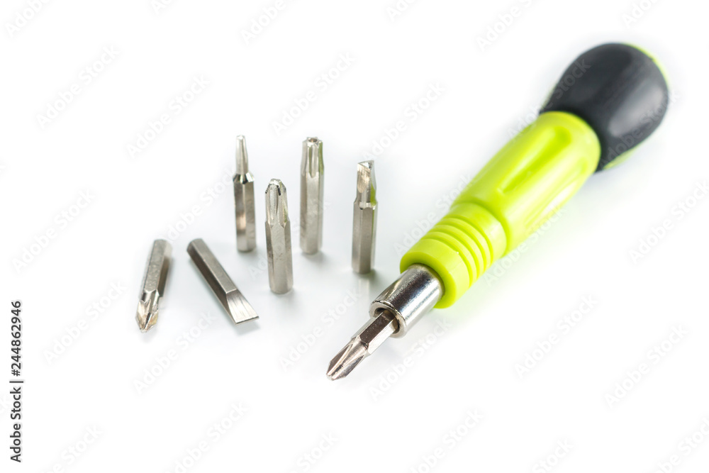 head screwdriver set on white background. head screwdriver set on white background.