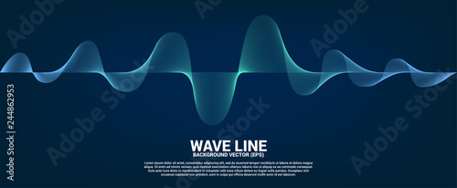 Blue Sound wave line curve on dark background. Element for theme technology futuristic vector