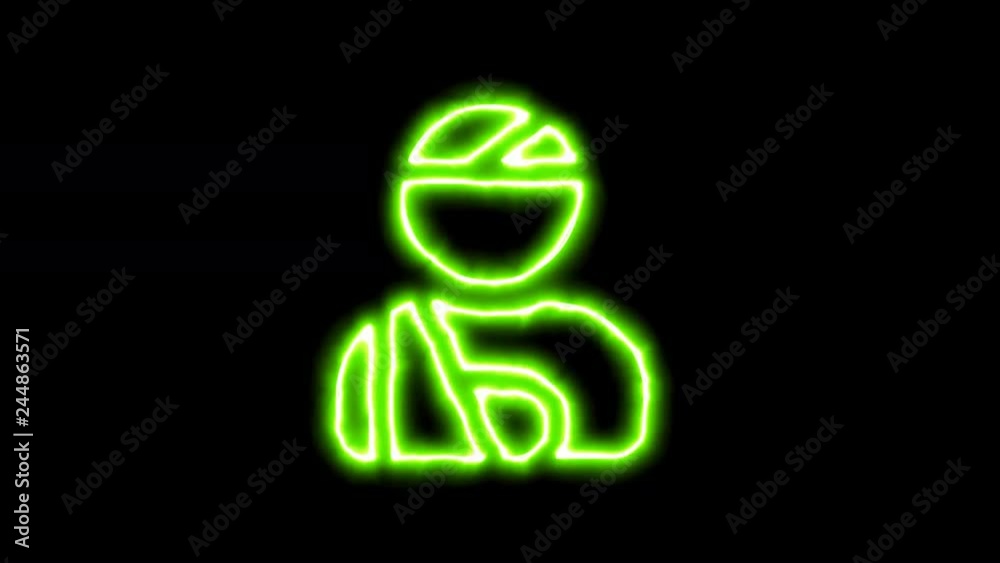 The appearance of the green neon symbol user injured. Flicker, In - Out. Alpha channel Premultiplied - Matted with color black The appearance of the green neon symbol user injured. Flicker, In - Out. Alpha channel Premultiplied - Matted with color black