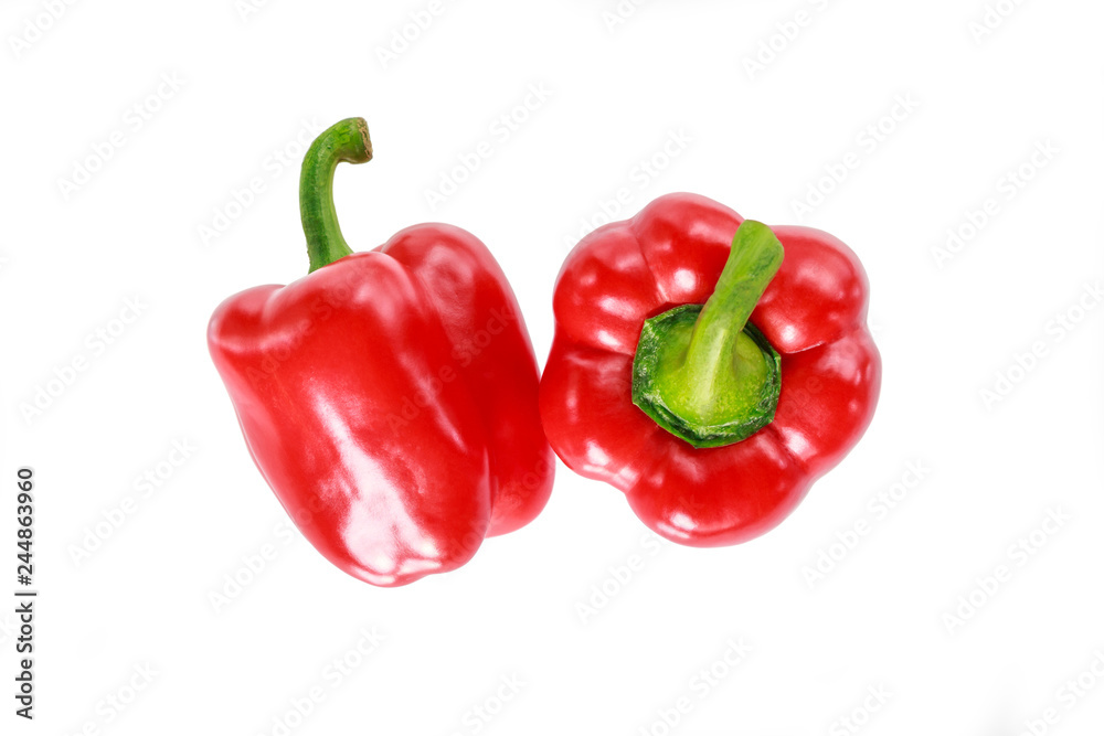 red bell pepper on white background. red bell pepper on white background.