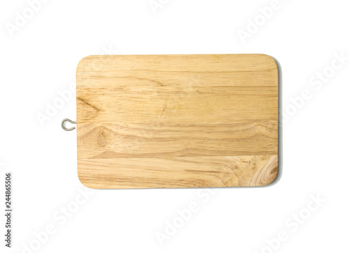 Wood chopping board on white background.