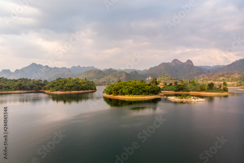Aerial view of island in the lake © khamkula