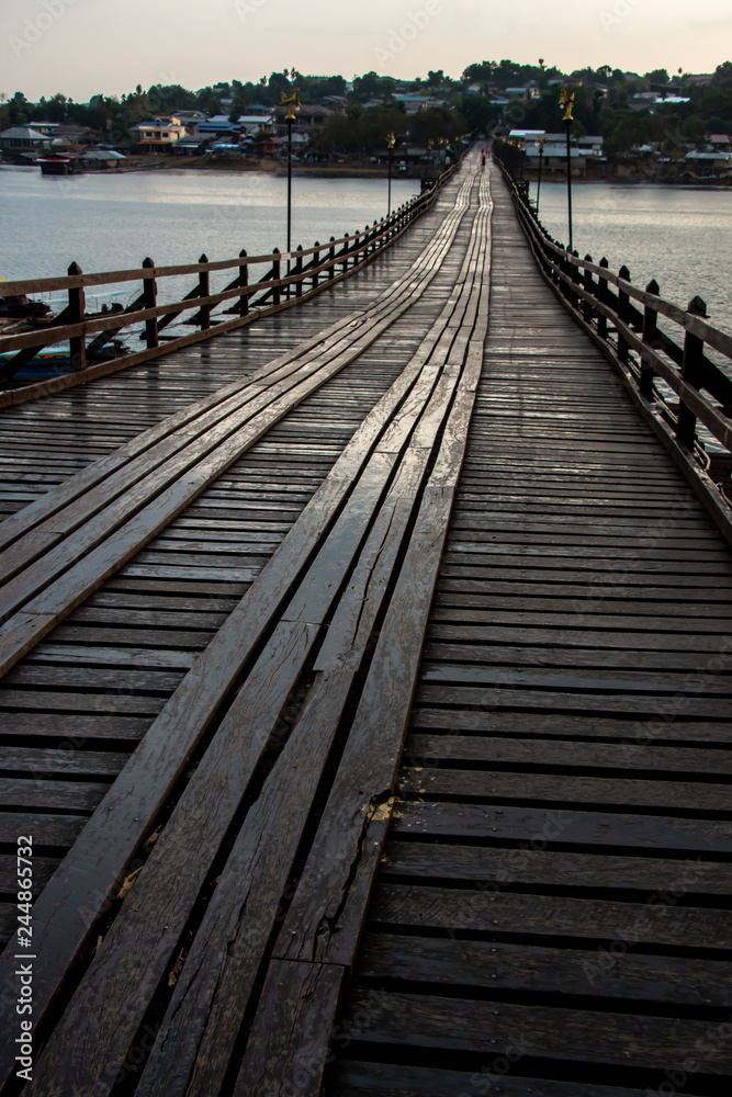 Landscape of Mon Wooden Bridge in Kanchanaburi Thailand Landscape of Mon Wooden Bridge in Kanchanaburi Thailand