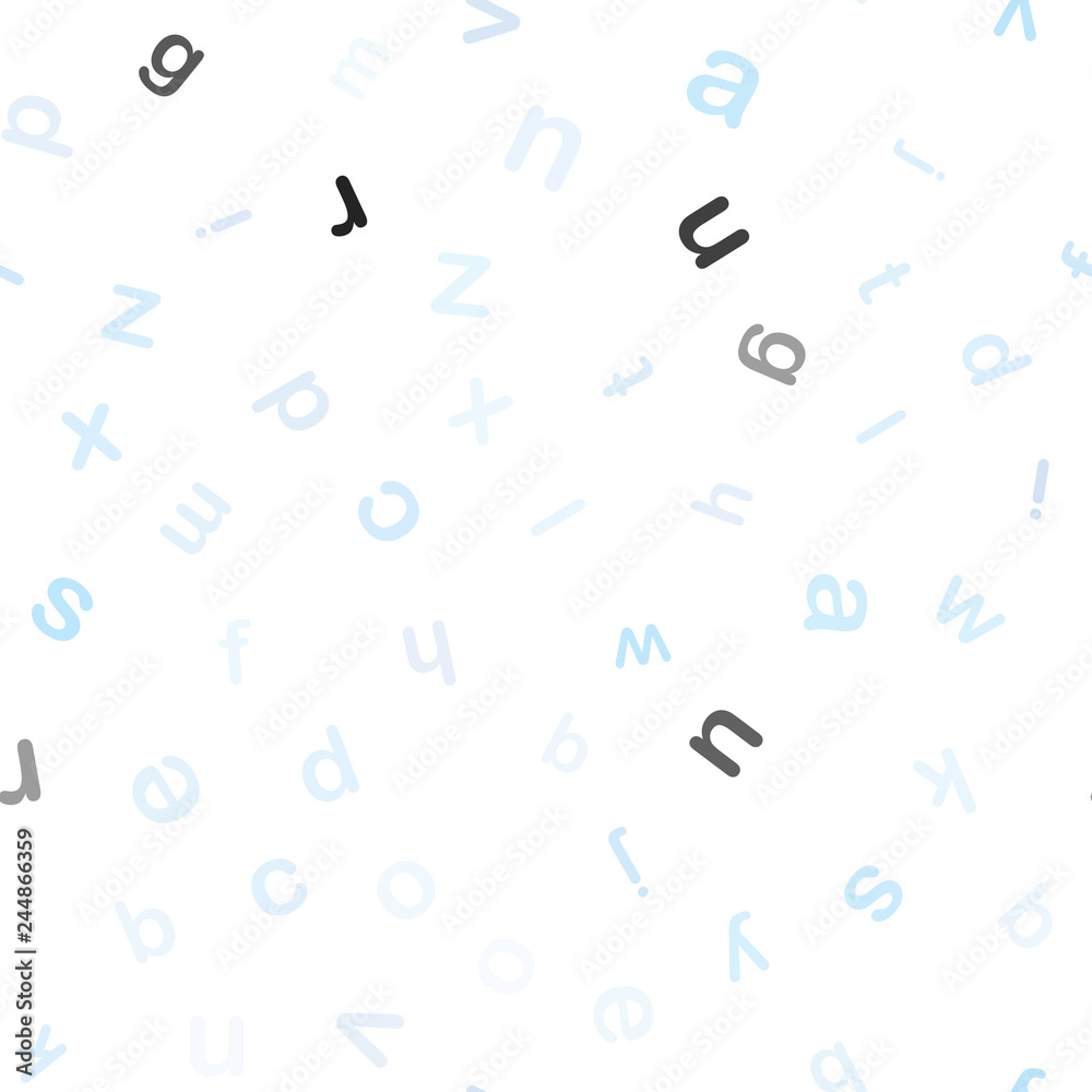 Light BLUE vector seamless pattern with ABC symbols.