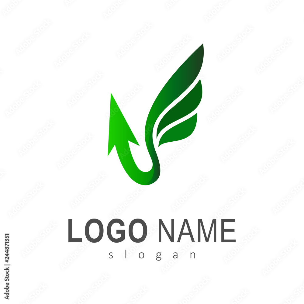 Fototapeta premium arrow logo with wing, fast launch arrow logo with wing