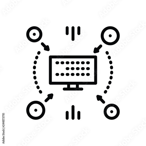 Black line icon for compiling 
