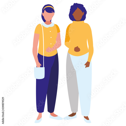 couple of girls interracial characters