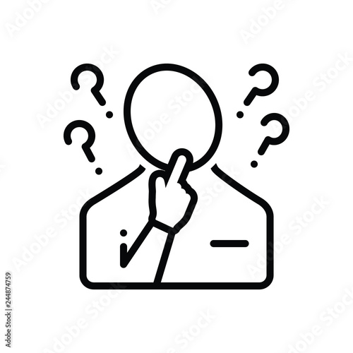 Black line icon for concerning 