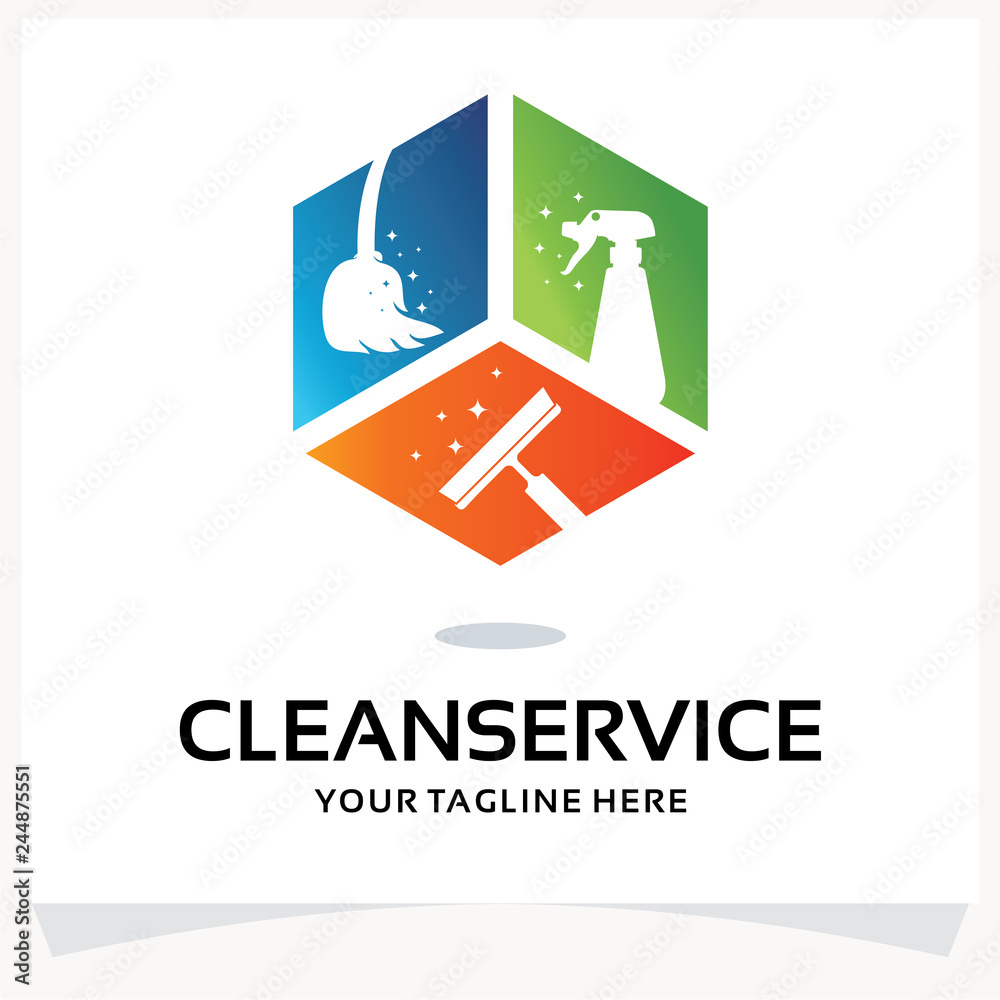 Cleaning Service Logo Design Template Inspiration Stock Vector | Adobe ...