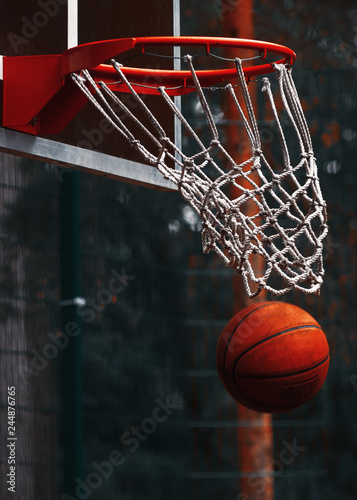 the ball in the basketball Hoop  © денис климов
