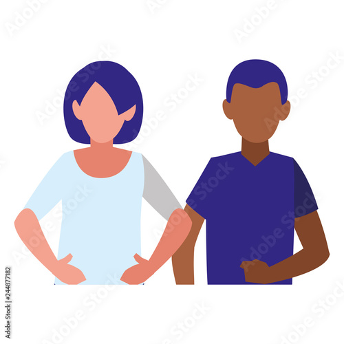 young interracial couple avatars characters