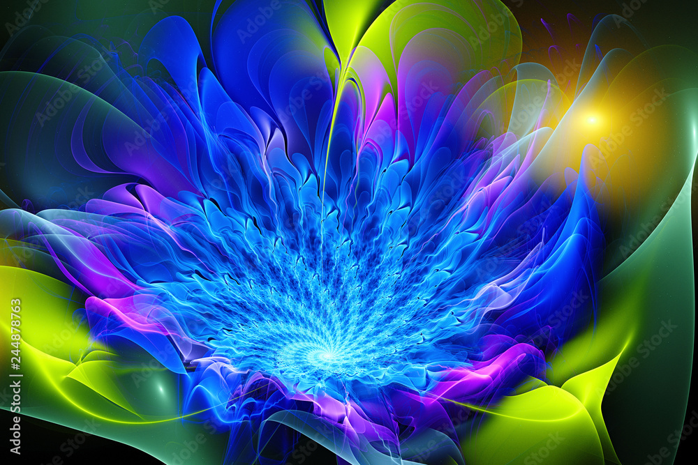 Naklejka premium Exotic flower.3d abstract computer generated fractal design.Fractal is never-ending pattern.Fractals are infinitely complex patterns that are self-similar across different scales