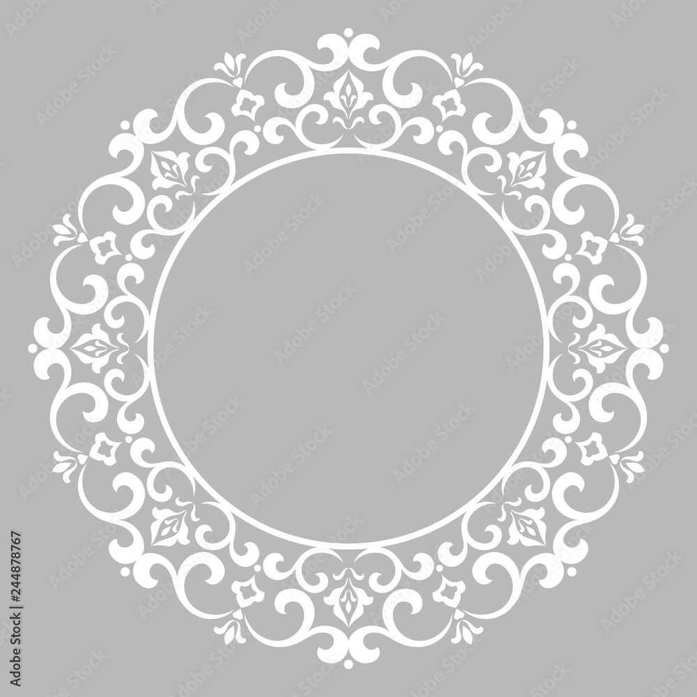 Decorative frame Elegant vector element for design in Eastern style, place for text. Floral grey border. Lace illustration for invitations and greeting cards Decorative frame Elegant vector element for design in Eastern style, place for text. Floral grey border. Lace illustration for invitations and greeting cards