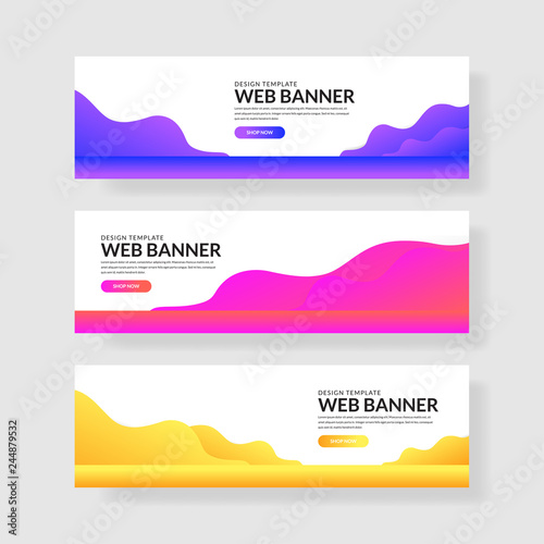 Website banner ui ux, Colorful geometric background, simple shapes with trendy gradients.