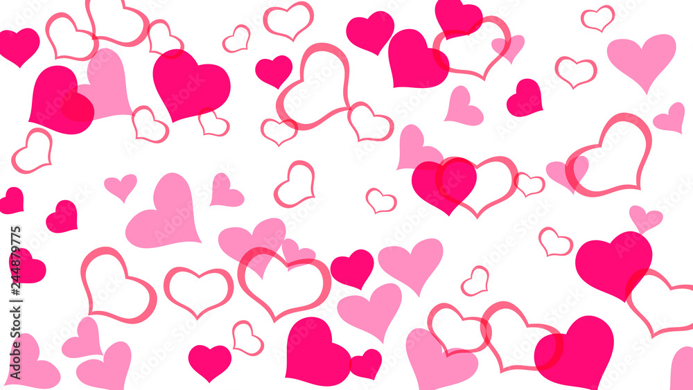 Red on White fond Vector. Red hearts of confetti are flying. Spring background. The idea of wallpaper design, textiles, packaging, printing, holiday invitation for Valentine's Day. Red on White fond Vector. Red hearts of confetti are flying. Spring background. The idea of wallpaper design, textiles, packaging, printing, holiday invitation for Valentine's Day.