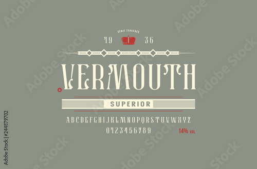 Stock vector narrow serif font