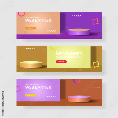 Website banner ui ux, Colorful geometric background, simple shapes with trendy gradients.