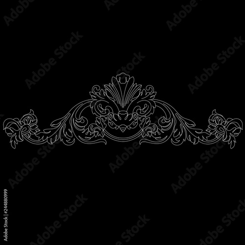 Black vintage baroque ornament, corner. Retro pattern antique style acanthus.