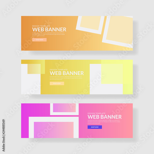 Website banner ui ux, Colorful geometric background, simple shapes with trendy gradients.