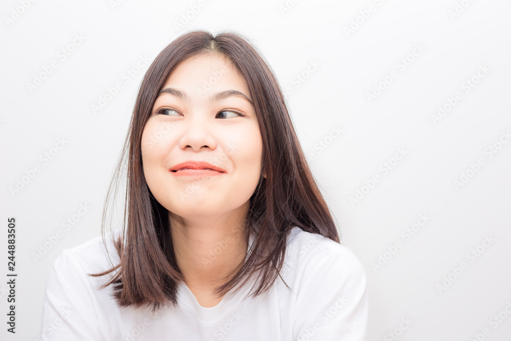 Asian beautiful healthy women black hair on white background Asian beautiful healthy women black hair on white background