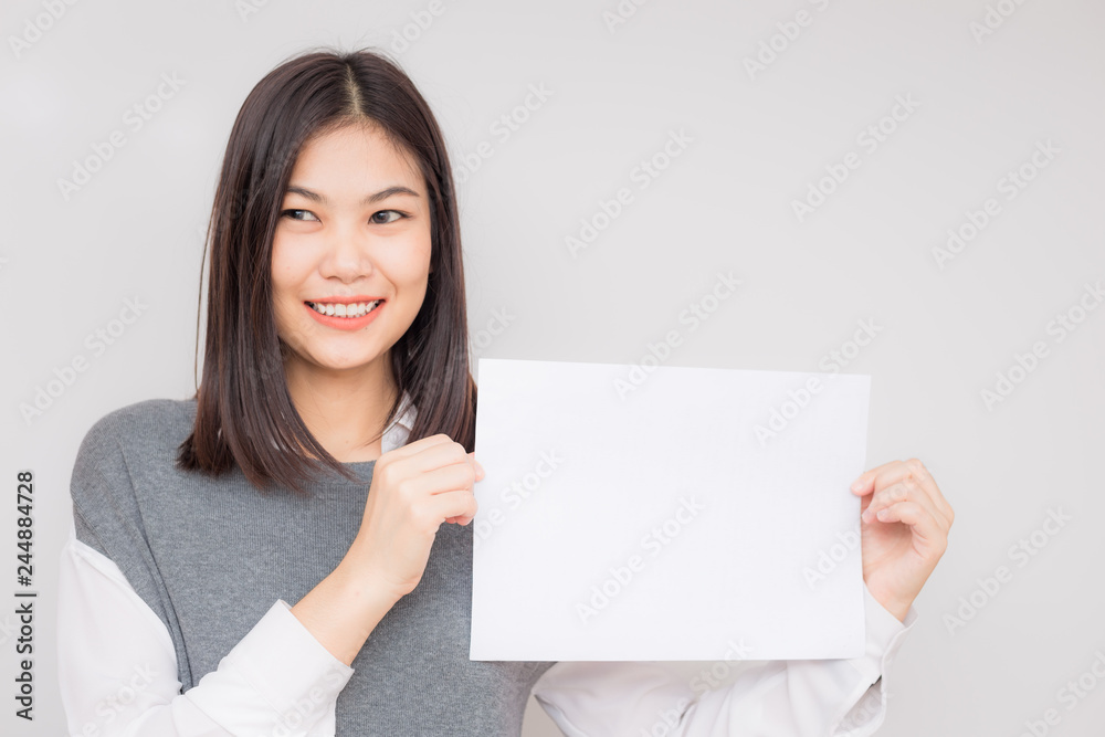 Business young asian women holding blank bill board a4 paper Business young asian women holding blank bill board a4 paper