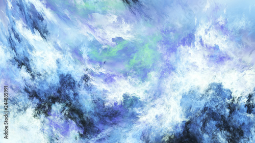 Abstract surreal grey and blue clouds. Expressive colorful texture. Fractal background. Digital art. 3d rendering.