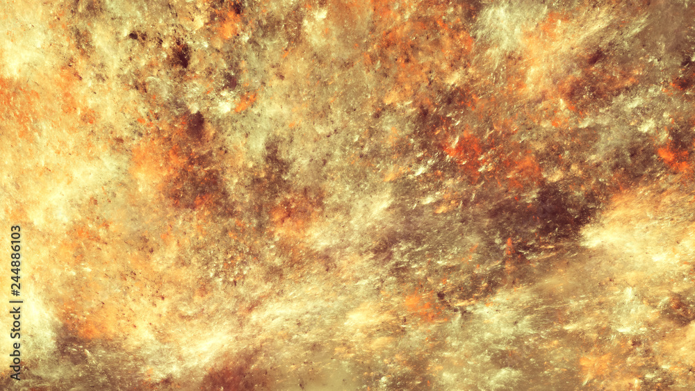Abstract surreal golden clouds. Expressive brush strokes. Fractal background. 3d rendering.
