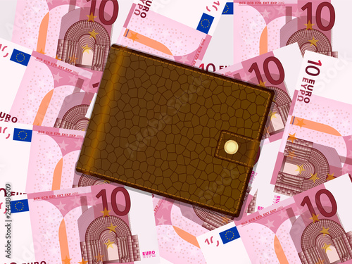 wallet on ten euro background